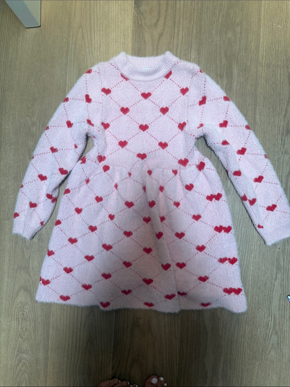 Lola + the boys Kids Heart Pattern Pink Knit Dress